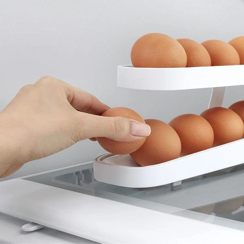 New Refrigerator Egg Rolling Storage Rack Egg Storage Holder Rolldown Egg Dispenser Refrigerator Storage Box