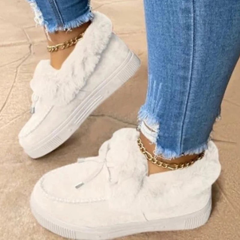 2023 Women Winter Boots Warm Plush Velvet Ankle Snow Boots Lace up Soft Winter Sneakers Comfortable Cotton Shoes for Women