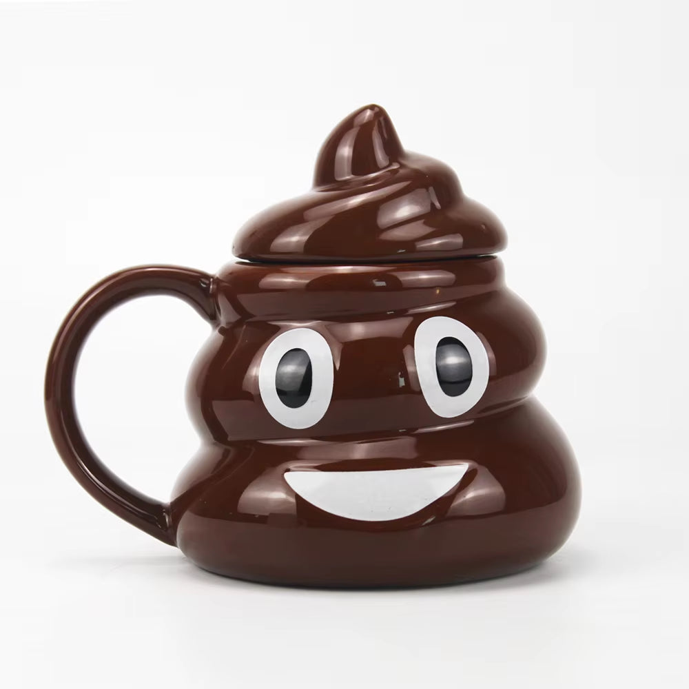 Cartoon Smile Poop Mug Tea Coffee Cup Funny Humor Gift 3D Pile of Poop Mugs with Handgrip Lid Tea Office Cup Drinkware 400Ml