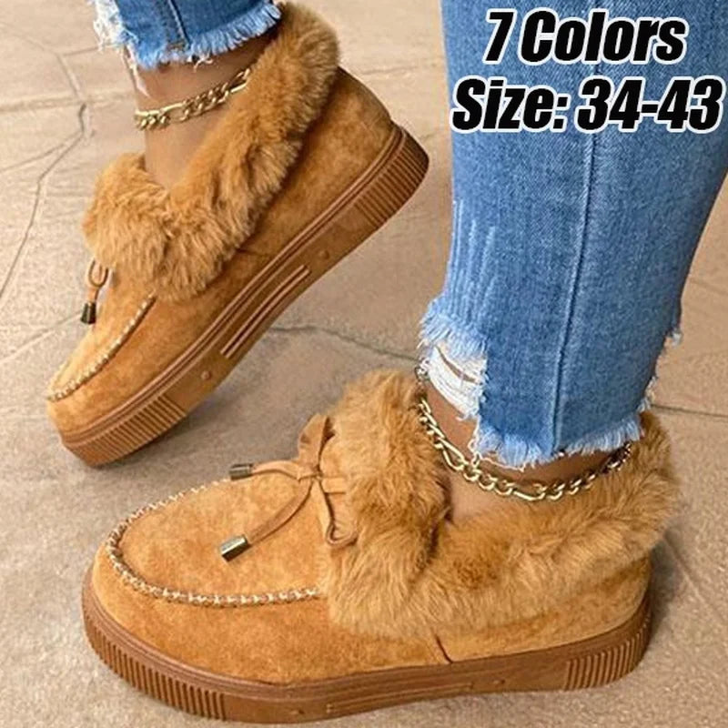 2023 Women Winter Boots Warm Plush Velvet Ankle Snow Boots Lace up Soft Winter Sneakers Comfortable Cotton Shoes for Women