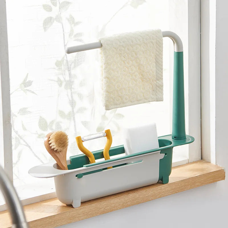 Telescopic Sink Shelf Kitchen Sinks Organizer Soap Sponge Holder Sink Drain Rack Storage Basket Kitchen Gadgets Accessories Tool