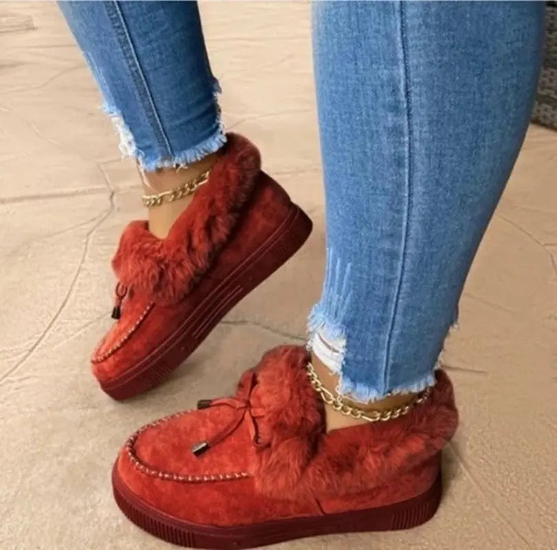 2023 Women Winter Boots Warm Plush Velvet Ankle Snow Boots Lace up Soft Winter Sneakers Comfortable Cotton Shoes for Women