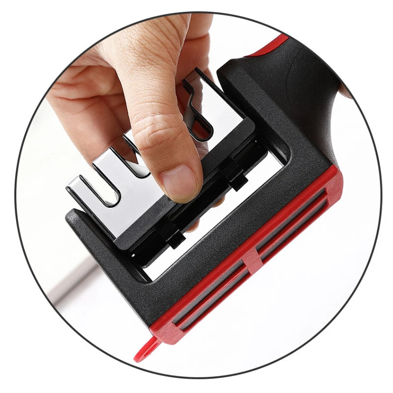 Kitchen Knife Sharpener with No-slip Bottom 3 Purpose Cutter Household Multifunctional Portable Black 3 Segments Kitchen