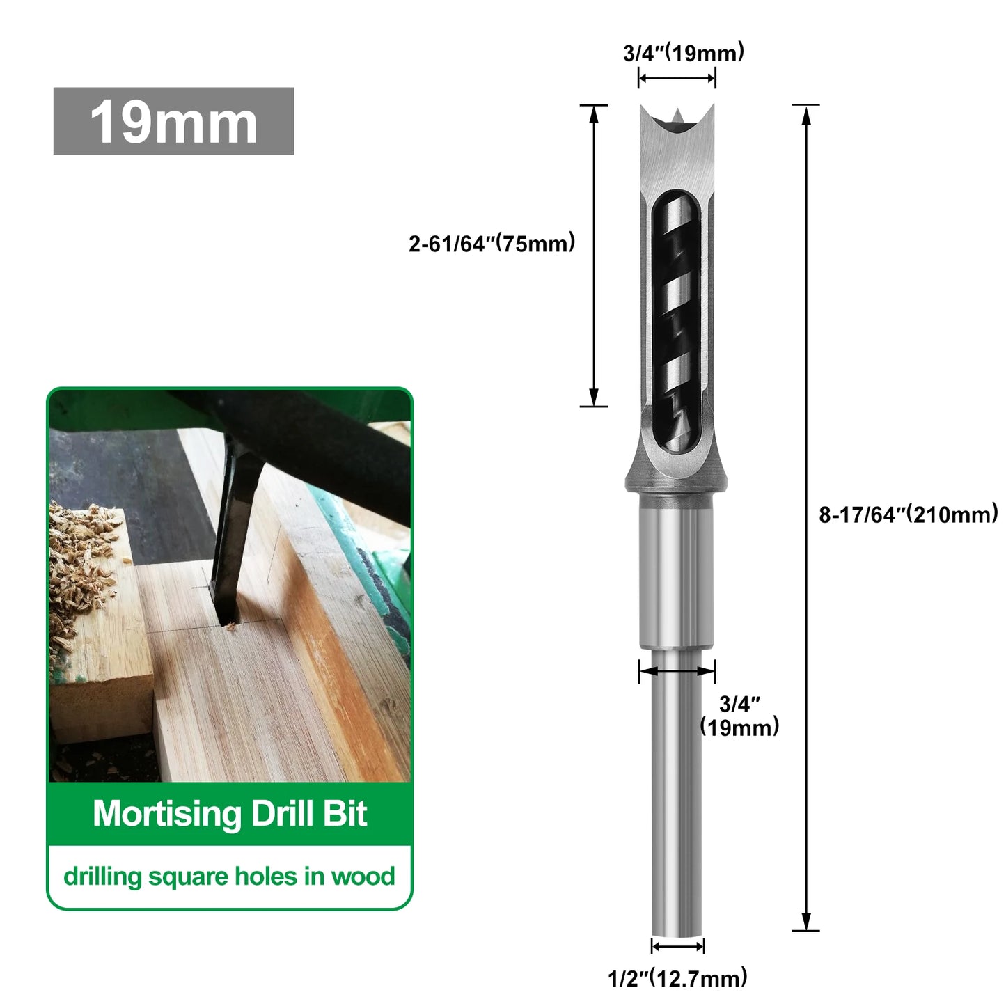 Woodworking Square Drill HSS Twist Square Hole Drill Bits Auger Mortising Chisel Extended Saw for Woodworking Tools