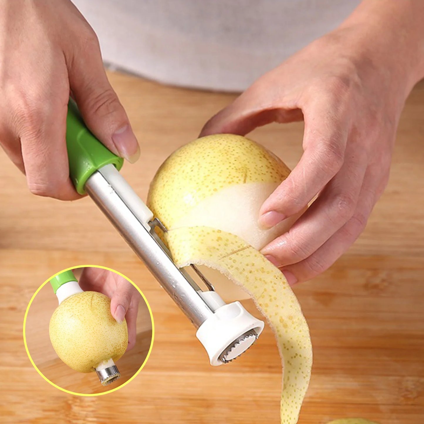 2 in 1 Fruit Corers Peeler Stainless Steel Handheld Fruit Core Extractor Reusable Multifunctional Fruit Peeling Tool for Kitchen