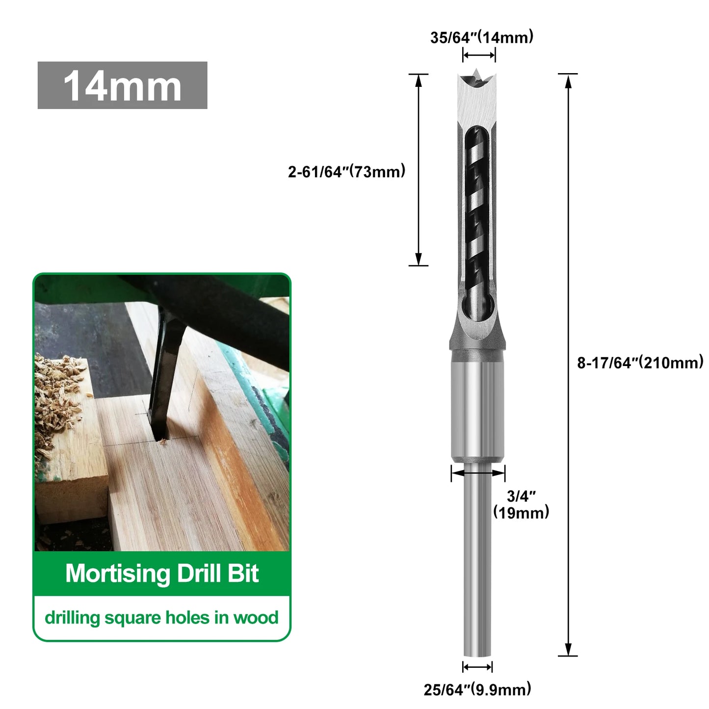 Woodworking Square Drill HSS Twist Square Hole Drill Bits Auger Mortising Chisel Extended Saw for Woodworking Tools