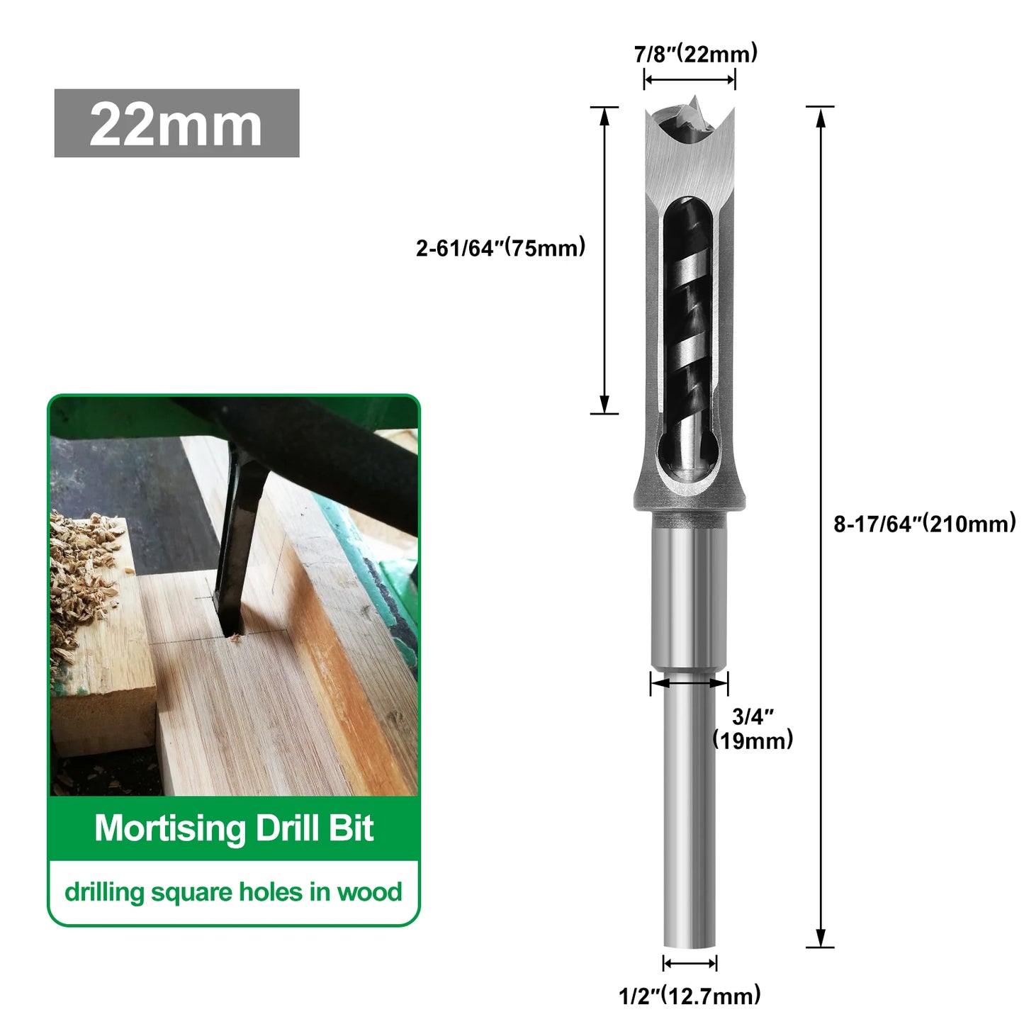 Woodworking Square Drill HSS Twist Square Hole Drill Bits Auger Mortising Chisel Extended Saw for Woodworking Tools