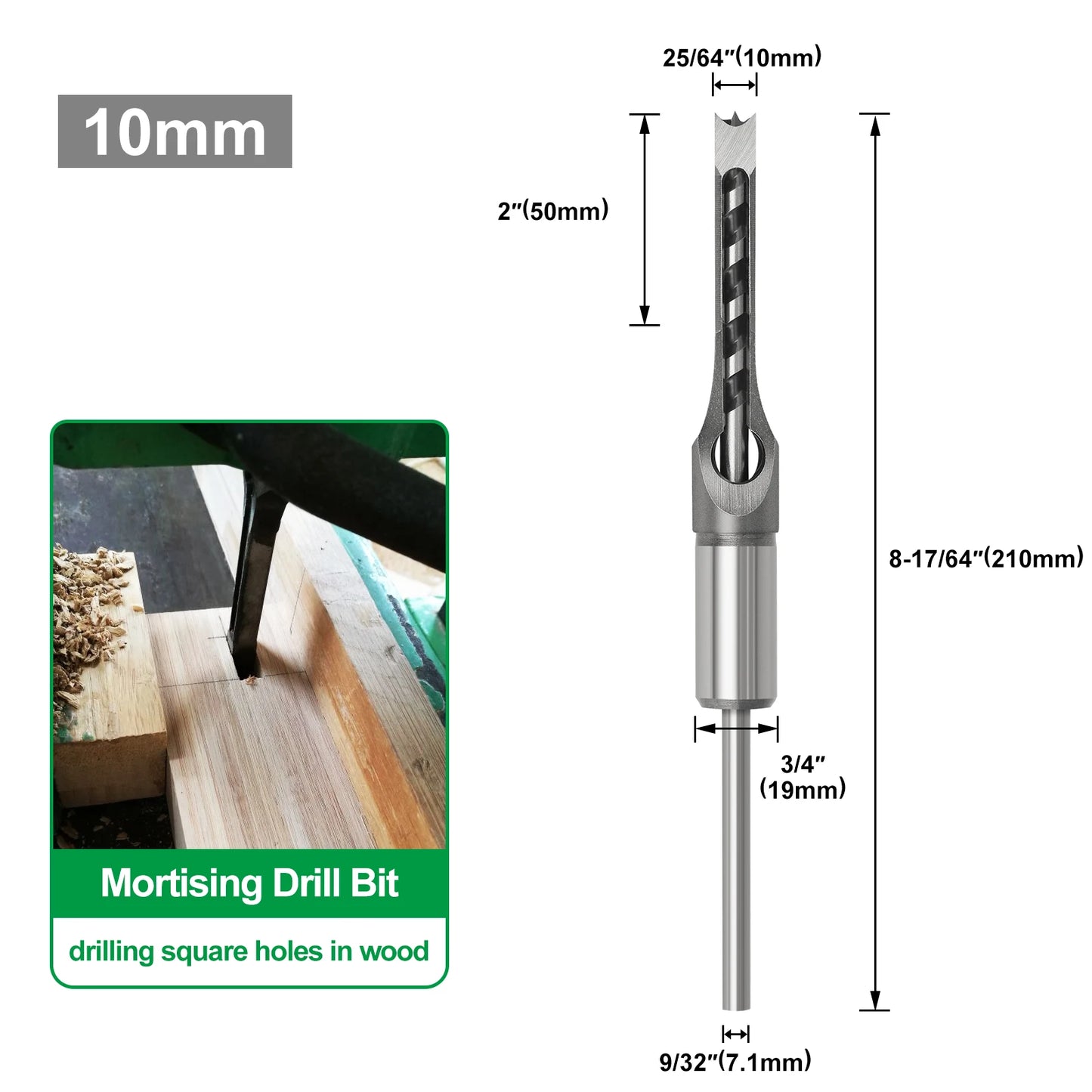 Woodworking Square Drill HSS Twist Square Hole Drill Bits Auger Mortising Chisel Extended Saw for Woodworking Tools