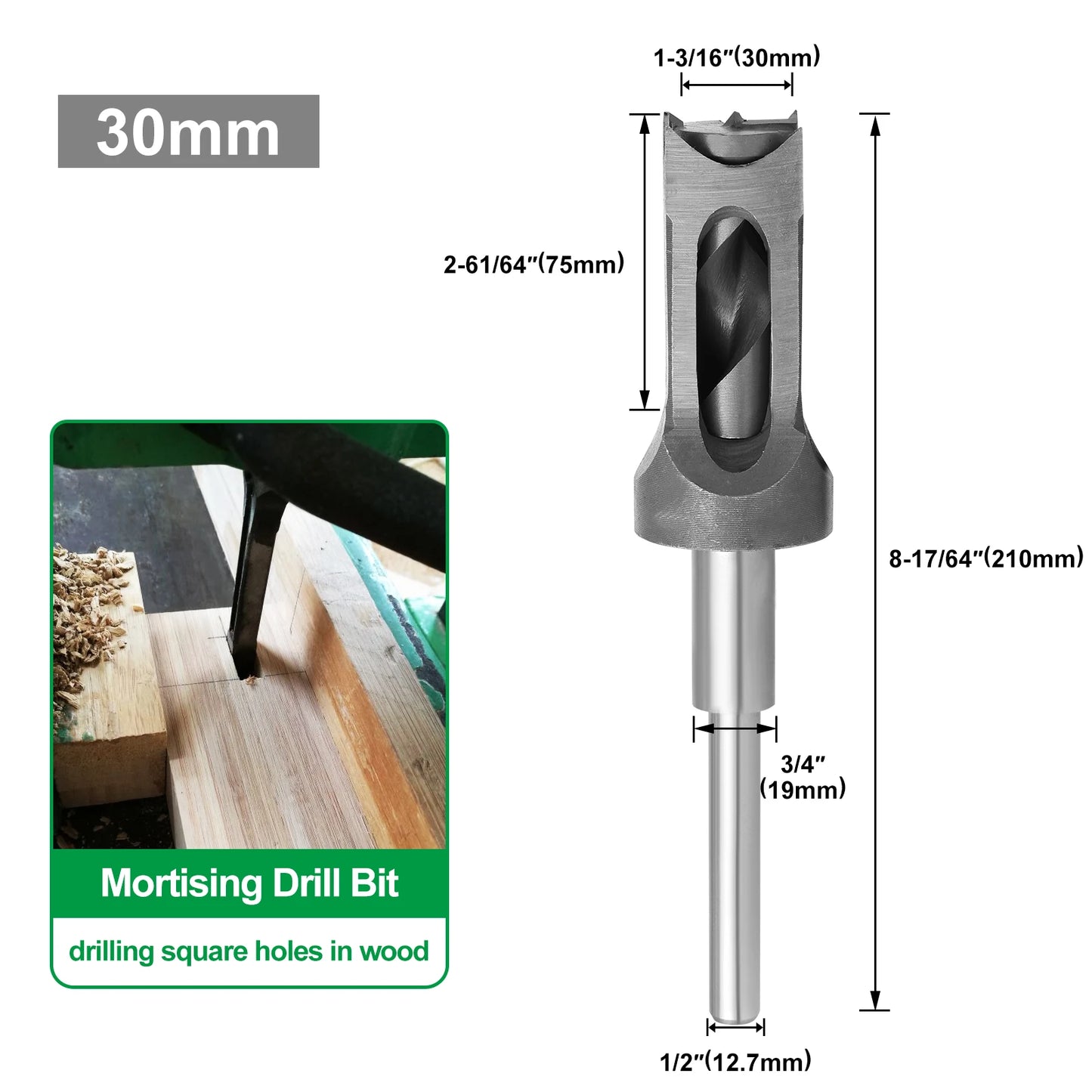 Woodworking Square Drill HSS Twist Square Hole Drill Bits Auger Mortising Chisel Extended Saw for Woodworking Tools